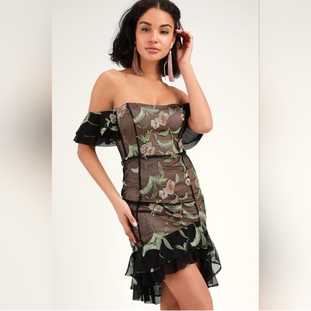 Chic Strapless Black and Green Dress